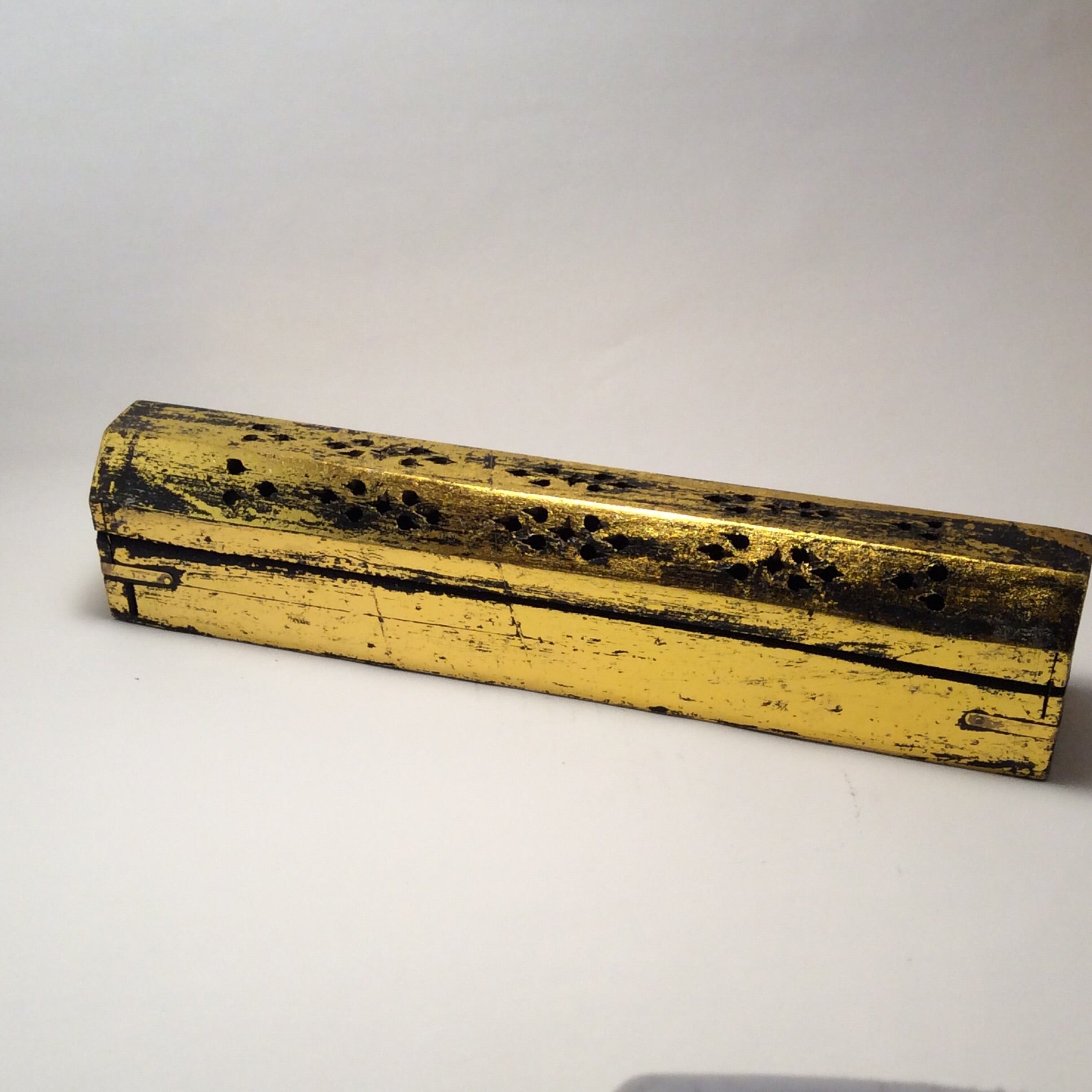 Coffin box wood incense burner Gold