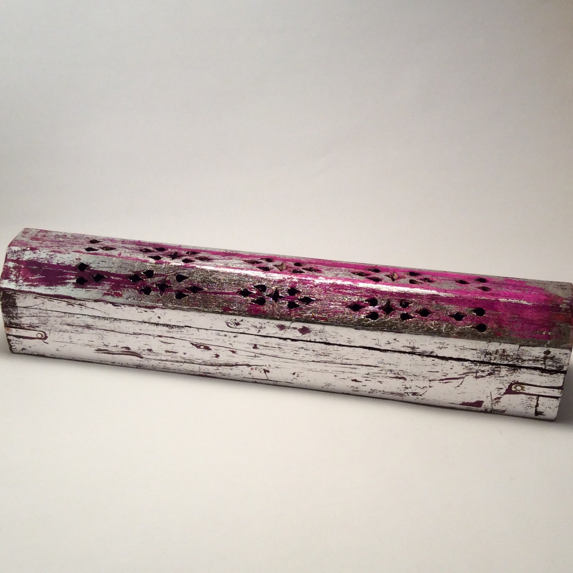 Coffin box wood incense burner Purple